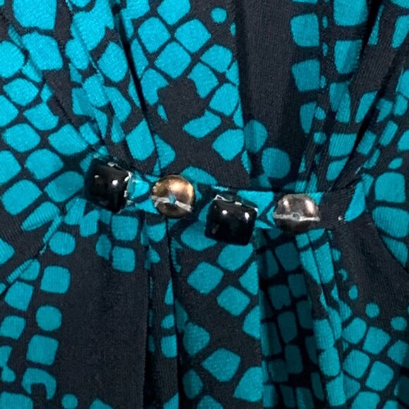 Ruby Rd Blue Black Abstract Maxi Dress Small Sleeveless Stretch Boho Vacation - Picture 7 of 8